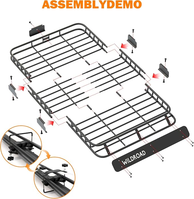 WILDROAD Roof Rack Cargo Basket, Upgraded 4” Fence Car Roof Basket - Image 8