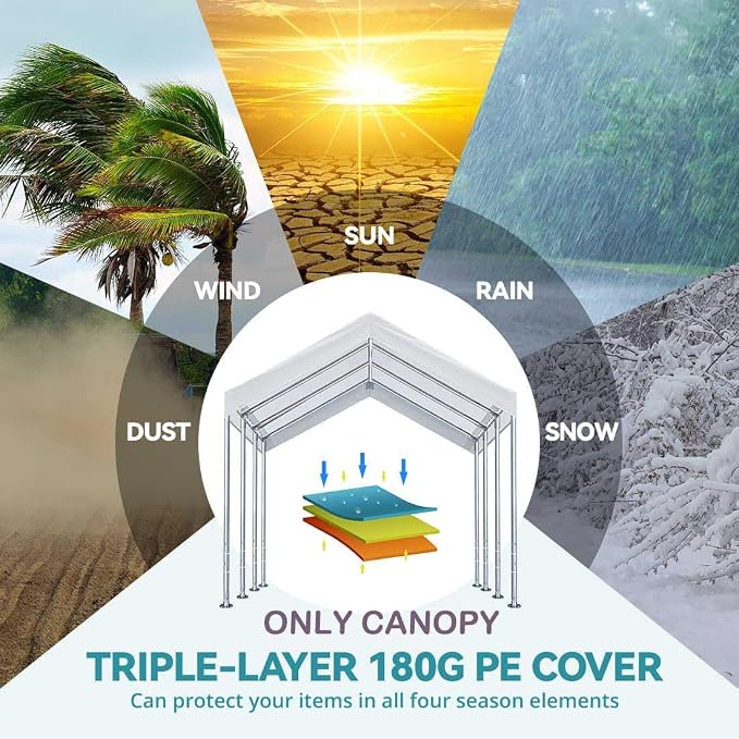 12'x20' Upgraded Carport Replacement Top Canopy Cover - Image 6