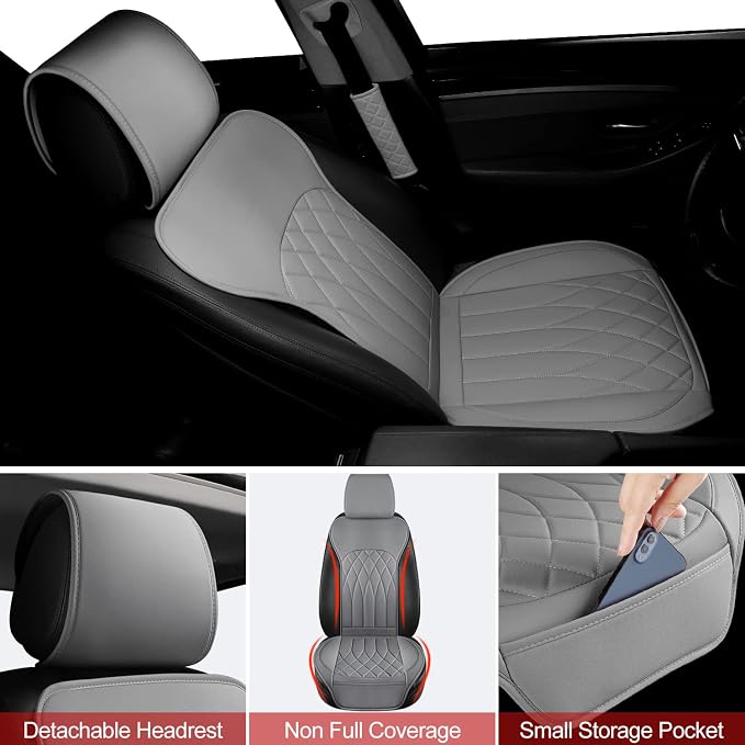 1 Pack Leather Front Car Seat Cover, Universal Sideless Car Seat Protector - Image 4