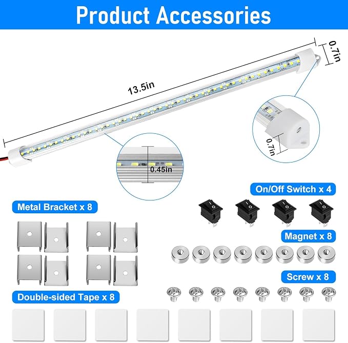 Linkstyle 4PCS 12V Interior LED Light Bar, Super Bright 6500K 12V LED Light - Image 5