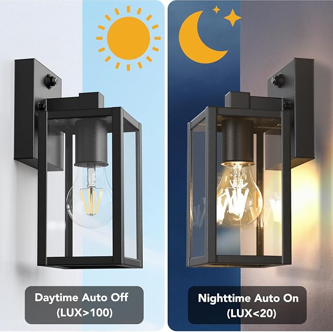 PARTPHONER Dusk to Dawn Outdoor Light Fixtures, Waterproof Exterior Wall Sconce - Image 3
