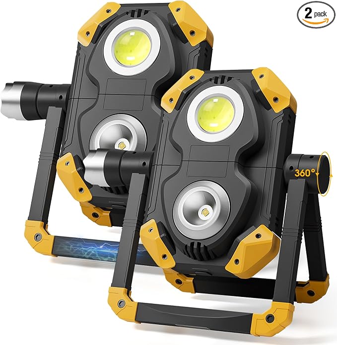 Samyoung 2 Pack Magnetic 2500 LM LED Work Light, 10 Hours Long Lasting by Samyoung