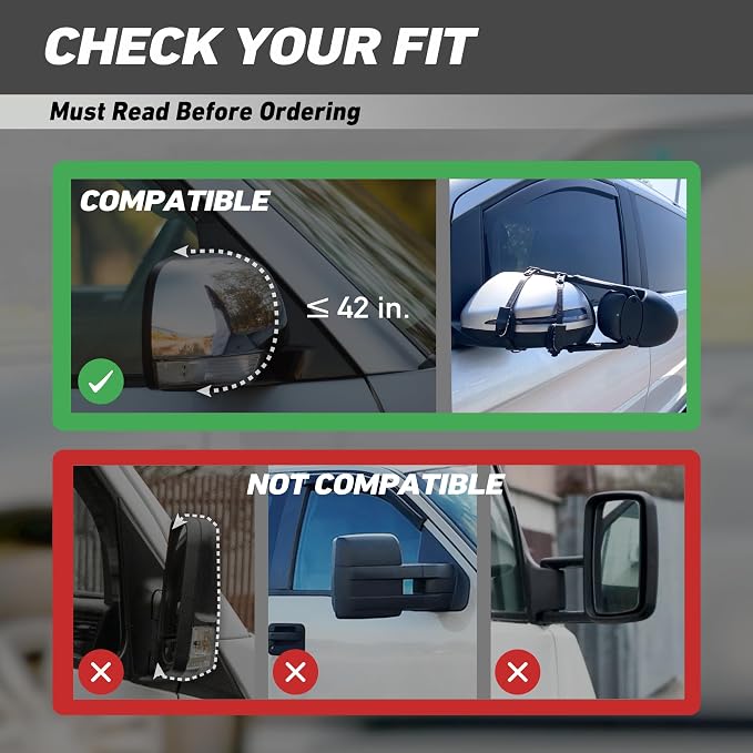 Extended Towing Mirrors, Universal Clip-On Side Mirror Extensions - Image 5