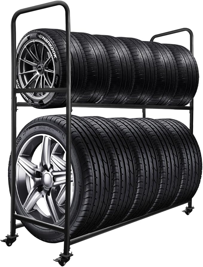 Rolling Tire Rack For Garage, Tire Storage Rack, Adjustable Metal by ZUIWAN