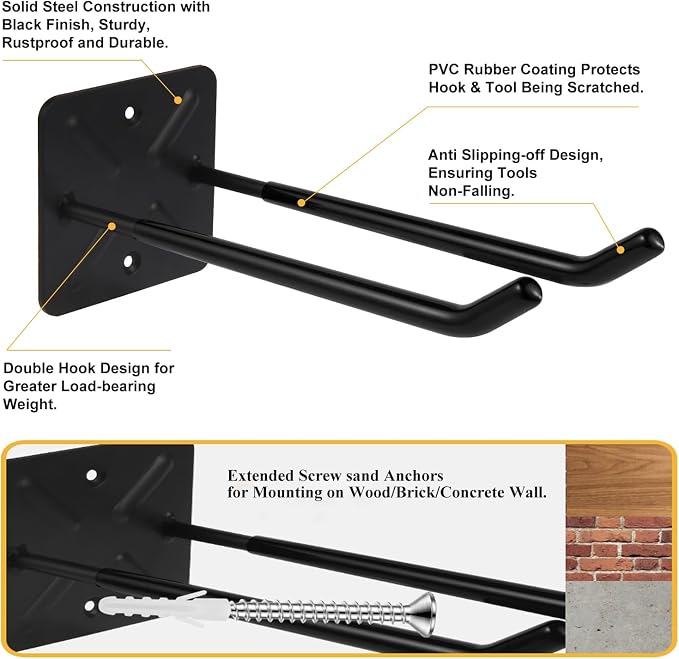 Steel Garage Storage Hooks Wall Tool Organizer, 10 Inch Garage Hook Heavy Duty - Image 3