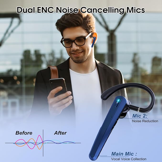 Bluetooth Headset V5.3, Wireless Earpiece - Image 3