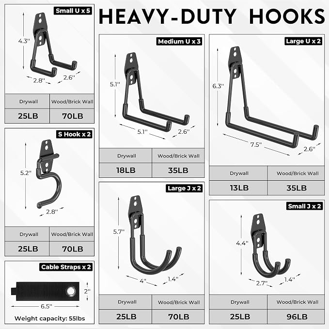 BONTEC Heavy Duty Garage Hooks, Anti-Slip Coated Black Steel - Image 2