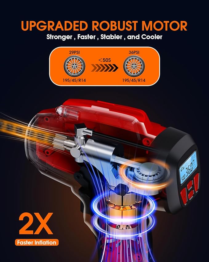 Digital Cordless Tire Inflator Portable Air Compressor Automatic 160PSI w/Gauge - Image 2