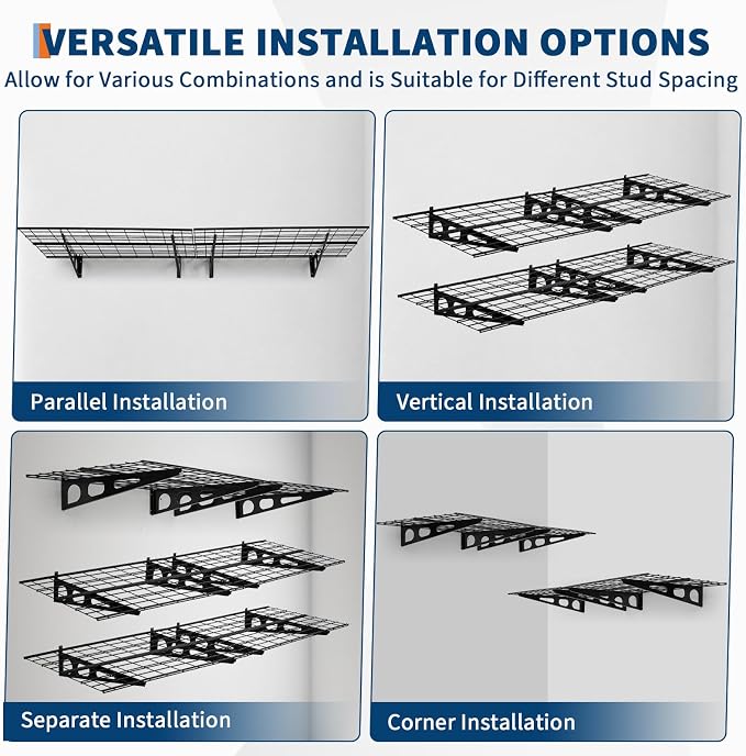 2 Pack 2x6ft Garage Storage Shelving Wall Mounted, 24-inch-by-72-inch 1600 Lbs - Image 7