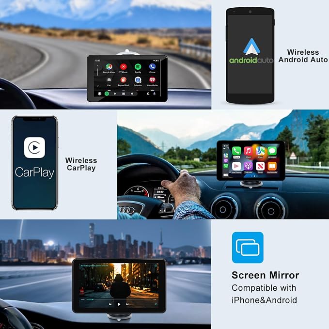 Compatible Wireless Apple CarPlay Android Auto Screen fo Car, GPS Navigation - Image 2