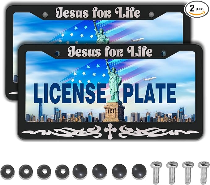 License Plate Frames Black and White Custom License Plate Frame Jesus by Unknown