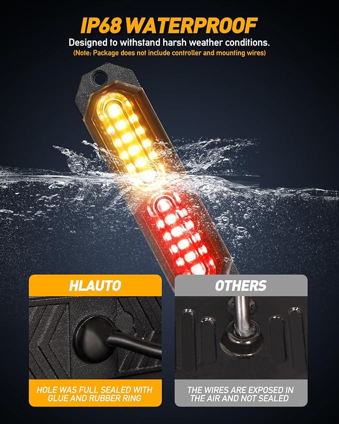 HLauto 1200T Emergency Strobe Grille Lights: 8pcs 12 LED Sync Feature Safety - Image 4