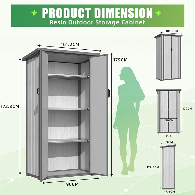AECOJOY Resin Outdoor Storage Cabinet Waterproof - Image 6