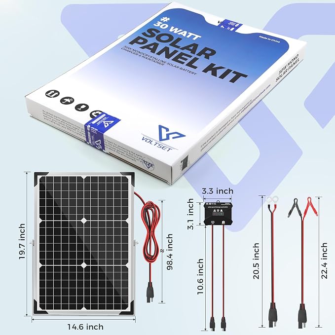 Solar Panel Kit 30W 12V, Solar Battery Trickle Charger Maintainer, Waterproof - Image 6