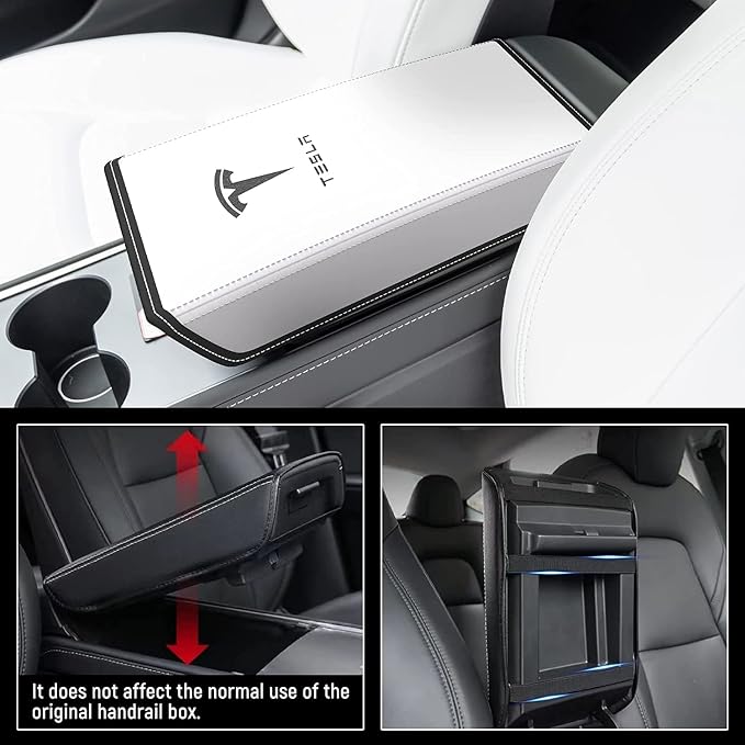 Car Armrest Cover for Tesla Model 3 Y Leather Center Console Armrest Box Cover - Image 2