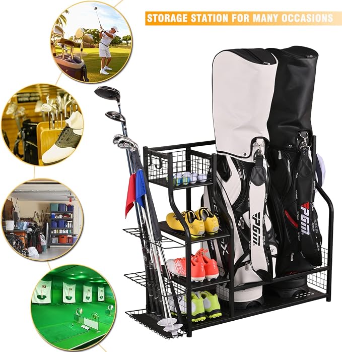 SNAIL Golf Bag Garage Storage Organizer Extra Large Size Golf Bag Rack Stand - Image 5