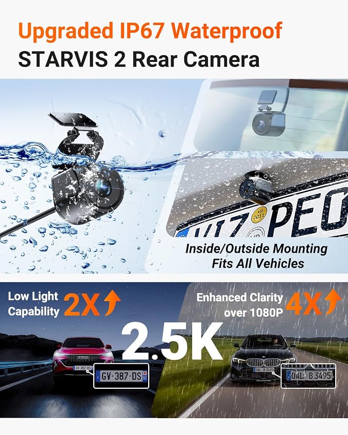 Vantrue N4 Pro S 4K 3 Channel Dash Cam w/Triple STARVIS 2, 4K+1080P+2.5K Front - Image 3