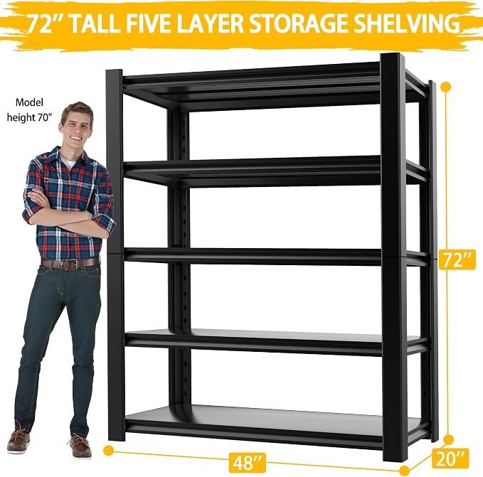 3020LBS Standing Shelf Units 72" H x 48″W x 20" D, Heavy Duty Garage Shelving - Image 2