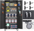 72" Metal Storage Cabinet with Wheels and Pegboard, Lockable Rolling Steel by SUXXANFurniture