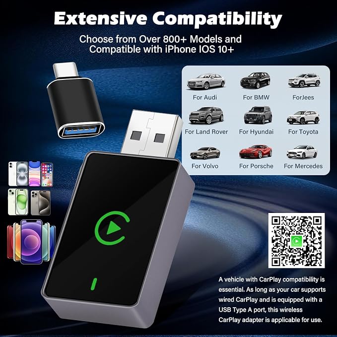 Wireless CarPlay Adapter for iPhone – Upgraded Version, Converts Wired CarPlay - Image 2