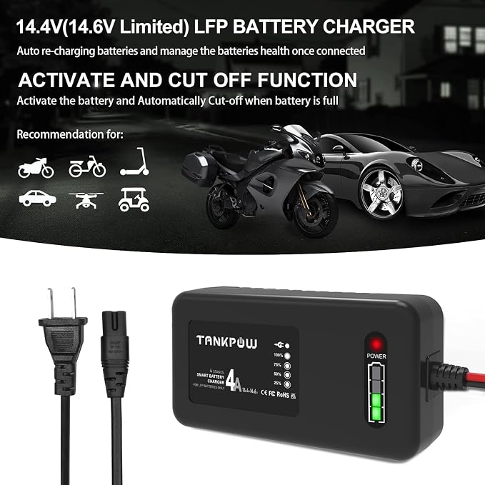 4-Amp LiFePO4 Battery Charger, 14.6 Volt Lithium Battery Charger, Smart Charger - Image 2