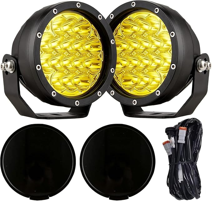 BIGLION.X 5Inch 160W Round Offroad Lights 18800LM LED Amber Fog Lights Yellow by BIGLIONX
