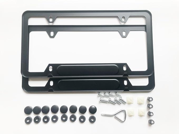 License Plate Frames, 2 Packs Front Rear Car Tags, Aluminum Alloy License Plate by Unknown
