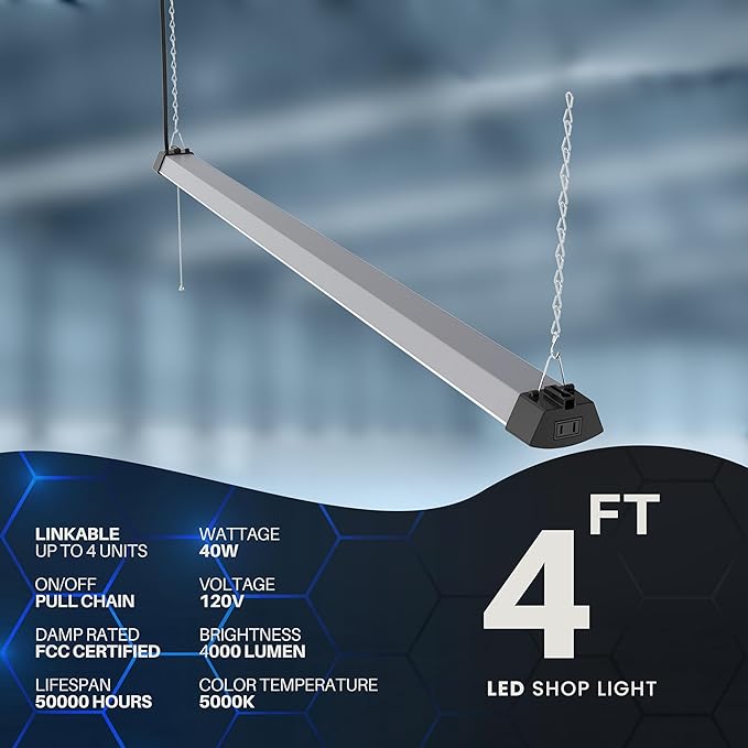 DYMOND 4FT 40W Wraparound LED Shop Light Fixture - Image 3