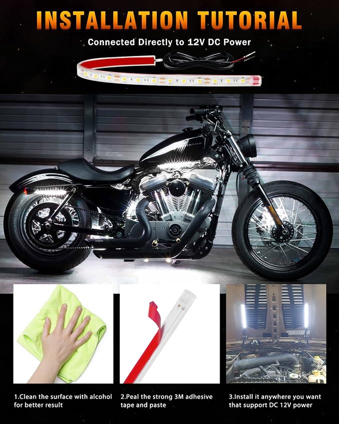 Qasim 12V Led Light Strip Waterproof 32CM White Golf Cart Underglow Led Lights - Image 6