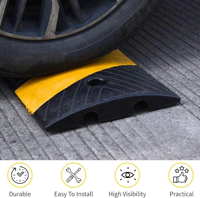 2 Pack 72 Inch Heavy Duty Rubber Speed Bump Ramp – Cable Protector, Driveway - Image 3