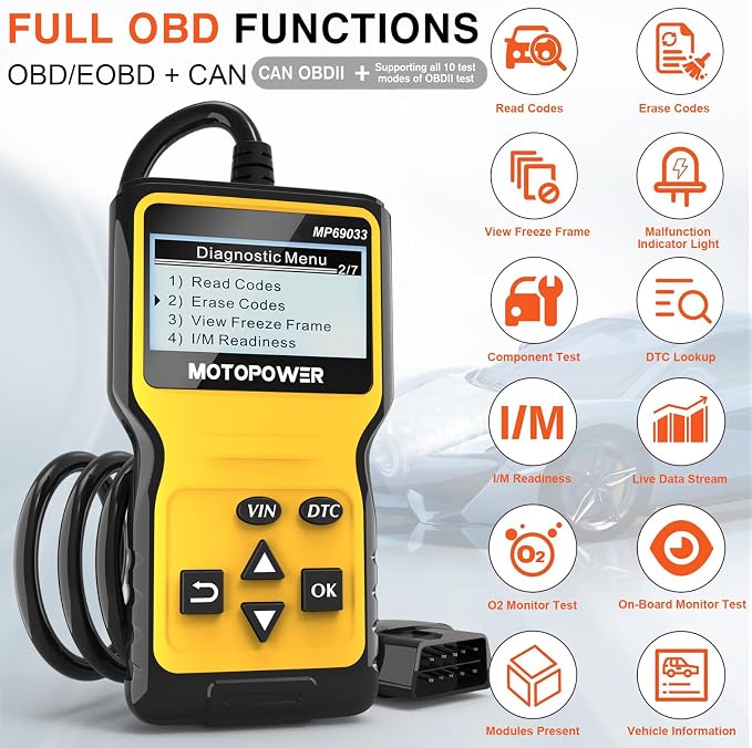 MOTOPOWER MP69033 Car OBD2 Scanner Code Reader Engine Fault Scanner CAN - Image 2