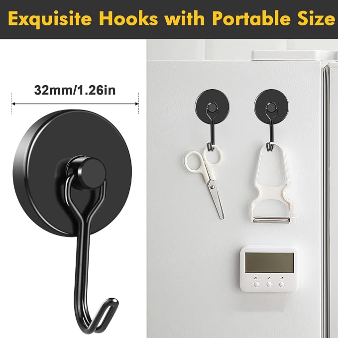 MIKEDE Black Magnetic Hooks Heavy Duty, 110LB Swivel Swing Strong Magnetic - Image 4