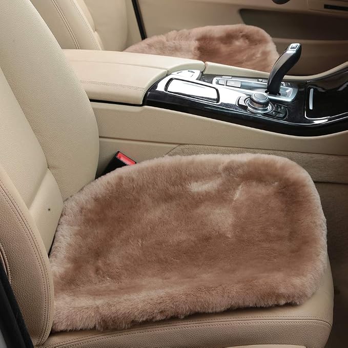 20 inchs Shearling Sheepskin Car Seat Cover, Fluffy Fuzzy Wool Car Seat Covers - Image 9