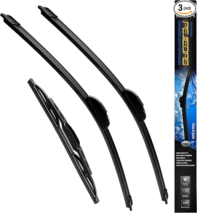 3 Wiper Blades, Front Wiper + Rear Wiper Blades by PEJIDDASWIPERBLADES