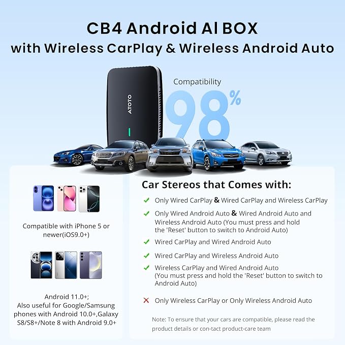 Ai Box Carplay/Android Auto Wireless Adapter, 4-in-1 Ai Box, Dual Bluetooth/WiFi - Image 7