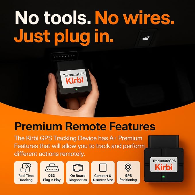 Kirbi OBD Tracker, GPS Tracker for Vehicles Real-Time Tracking, Worldwide - Image 6