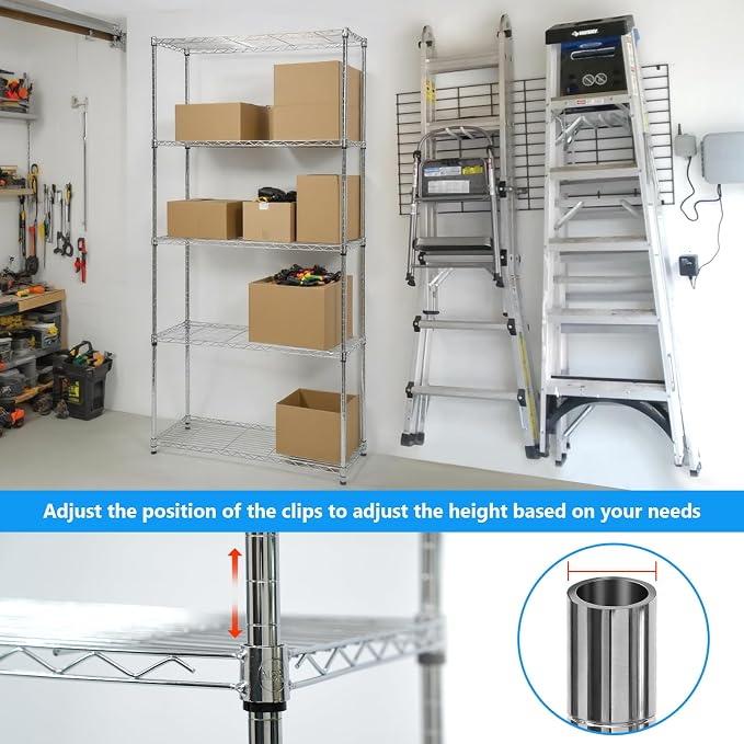 Heavy-Duty Chrome Steel Wire Shelving NSF Certified. Adjustable Storage Rack - Image 5