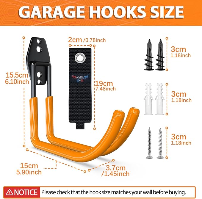 3-H Large Garden Hose Holder Wall Mount 4 Pack, Solid Steel Hose Hanger - Image 2