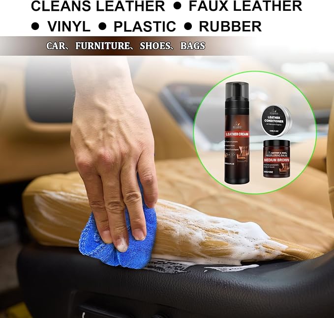 Leather Recoloring Balm Set, Leather Cleaner Restore Conditioner Mink Oil - Image 5