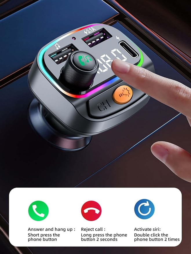 Bluetooth 5.3 FM Transmitter for Car, Wireless Car Charger - Image 6