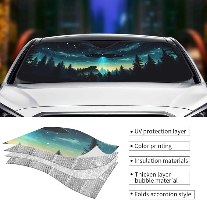 Alien Tree Car Sun Shade Windshield Sunshade Foldable Front Window Shield Cover - Image 5