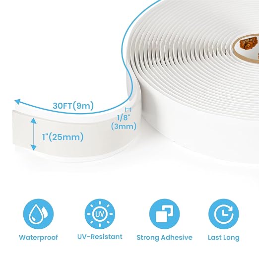 Butyl Tape 1 Inch x 30 Ft White, 1/8 in Thick Plumbers Putty Tape RV Sealant - Image 6