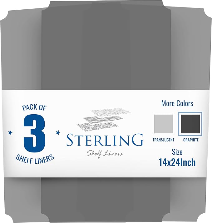Shelf Liners for Wire Shelf System: Set of 3 in Graphite: 13.4 x 23.2 inch: - Image 3