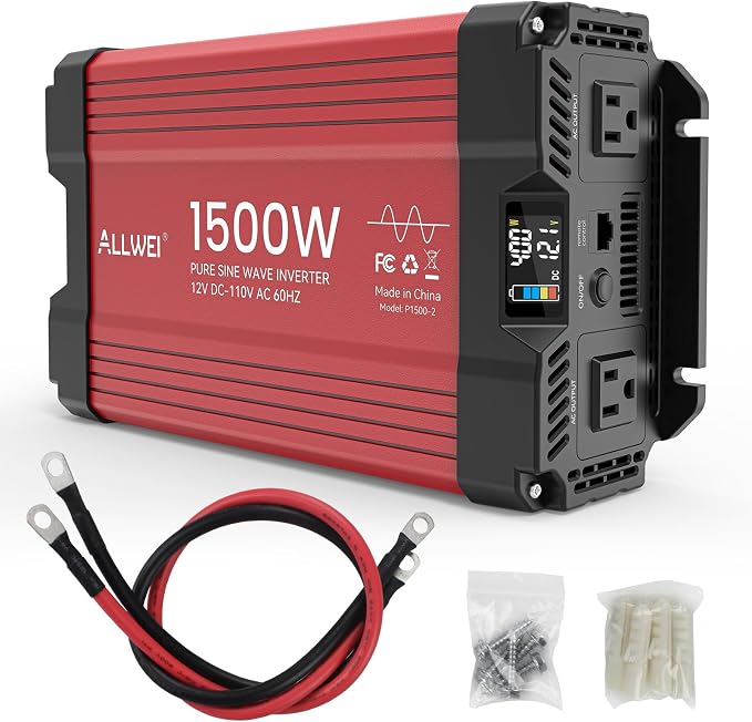 ALLWEI 1500W Pure Sine Wave Inverter 12V DC to 110V AC Converter, Surge 3000W | - Image 8