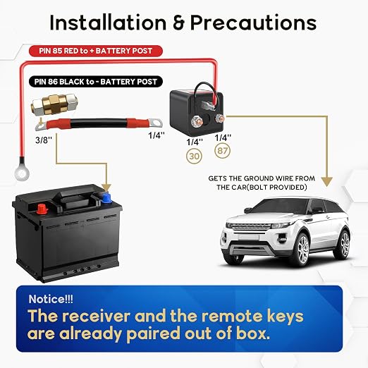 3/8" Side Post Remote Battery Disconnect Switch 12V Battery Kill Switch - Image 3