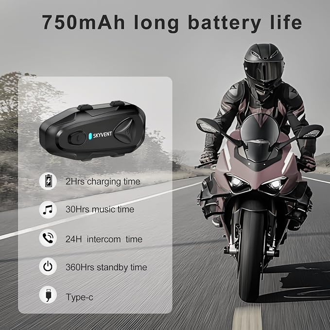Q4 Motorcycle Bluetooth Communication System Headset Intercom, 4 Riders 1500m - Image 6