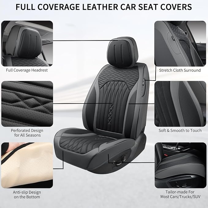 Car Seat Covers Full Set, Leather Seat Covers - Image 2