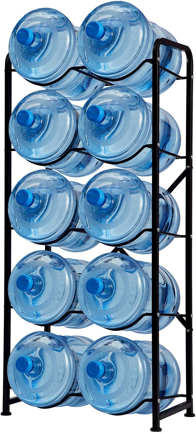 5 Gallon Water Jug Holder, 5-Tier Reinforced Carbon Steel Bottle Storage Rack - Image 2
