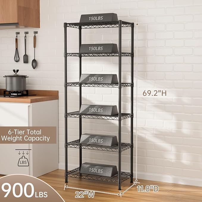 SINGAYE 6 Garage Heavy Duty Shelving Unit Kitchen Pantry Close Home Organizers - Image 3