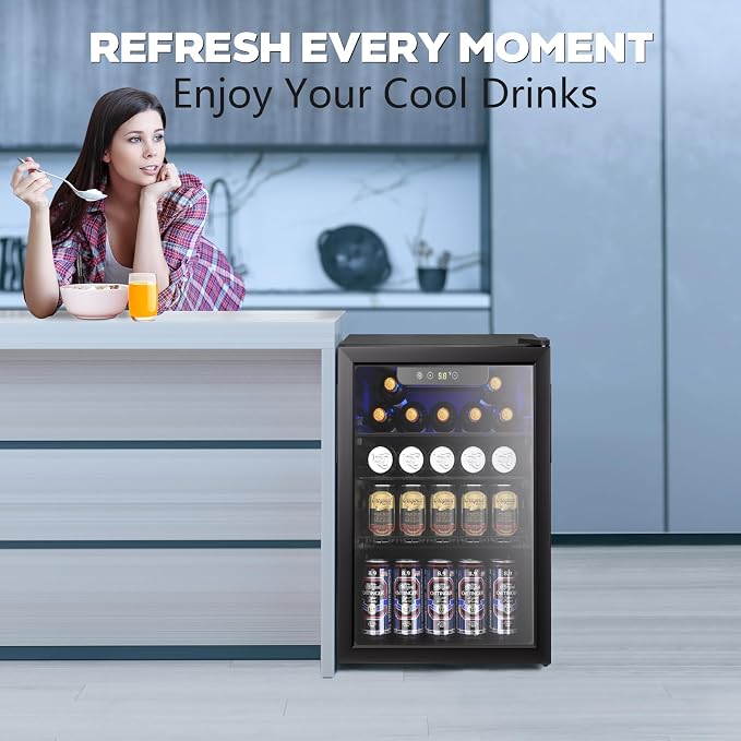 26 Bottle Wine Cooler, 95 Cans Beverage Refrigerator, 2.6 cu.ft Drink Fridge - Image 6